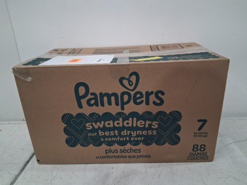 88PK PAMPERS SWADDLERS DISPOSABLE BABY DIAPERS - SIZE 7 - WHITE image 2
