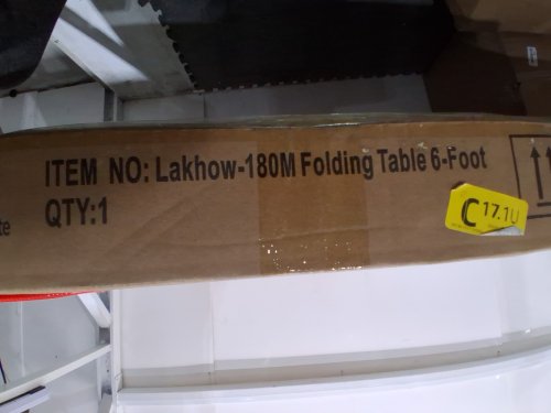 LAKHOW RECTANGULAR PLASTIC FOLDING TABLE WITH BUILT IN CARRY HANDLE - 6FT - WHITE/GREY (MODEL: LAKHOW-180CZ) image 3