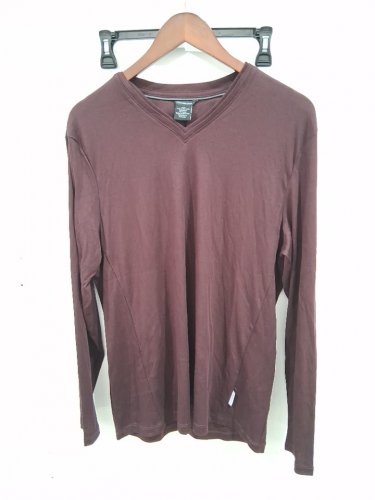 MEN'S CALVIN KLEIN LONG SLEEVE V NECK SHIRT - medium - burgundy purple (style: 1201135) image 2