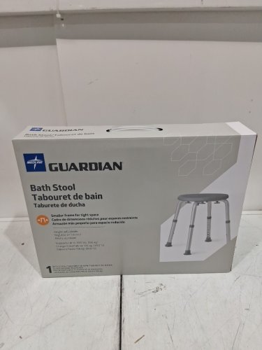 MEDLINE GUARDIAN NON-SLIP SHOWER/BATH STOOL with ADJUSTABLE HEIGHT - 13.5" - 20.5" - 300LB MAX CAPACITY - GREY (MODEL: G2-300KRX1) image 2