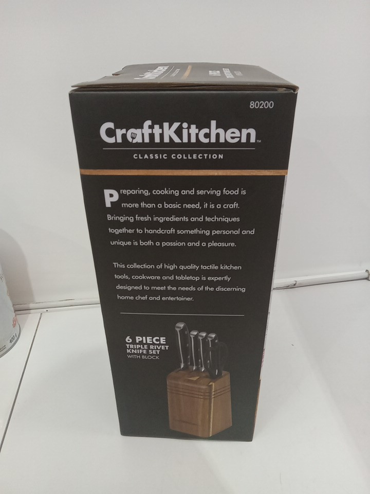6PC CraftKitchen classic collection Triple rivet knife set with block (model: 80200) image 3