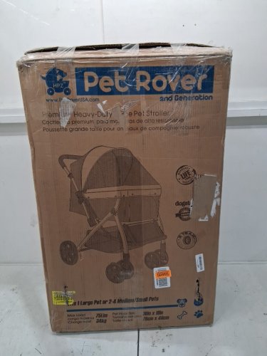 hpz pet rover heavy duty folding pet stroller travel carriage - XL (75lbs max) - black/brown - (model: ds334xl) image 7
