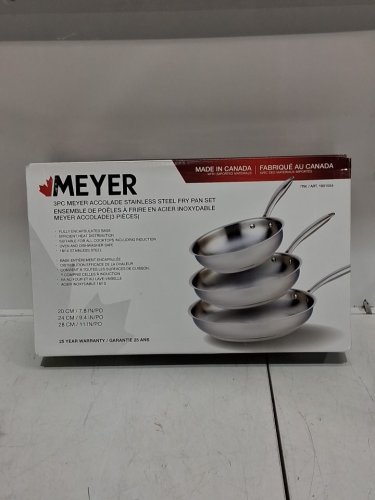 3pc meyer accolade induction oven safe no drip professional cookware pan set - 8" / 9.5" / 11" - stainless steel (MODEL: 1801554) image 2