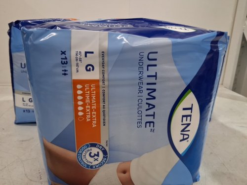 39pk adults UNISEX TENA ULTIMATE 3X EXTRA DRY & ODOR PROTECTION UNDERWEAR - LARGE (45" - 58") (MODEL: 072323 V-01) image 4
