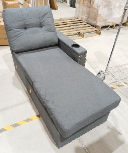 Sectional Sofa Chaise with cupholder storage arm - 53" - Grey image 3