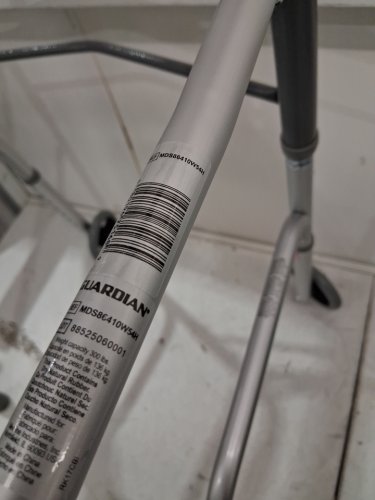 MEDLINE GUARDIAN ADJUSTABLE ALUMINUM 2-BUTTON FOLDING WALKER - 300LBS CAPACITY - GREY (MODEL: MDS86410W54H) image 4