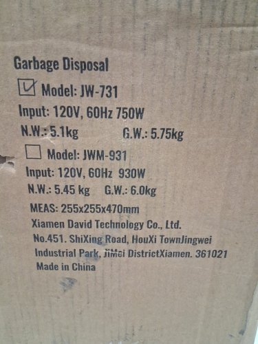 VEVOR Corded Garbage Disposal 1 HP Continuous Food Waste Disposer - 3270 RPM - black (MODEL: JW-731) image 6