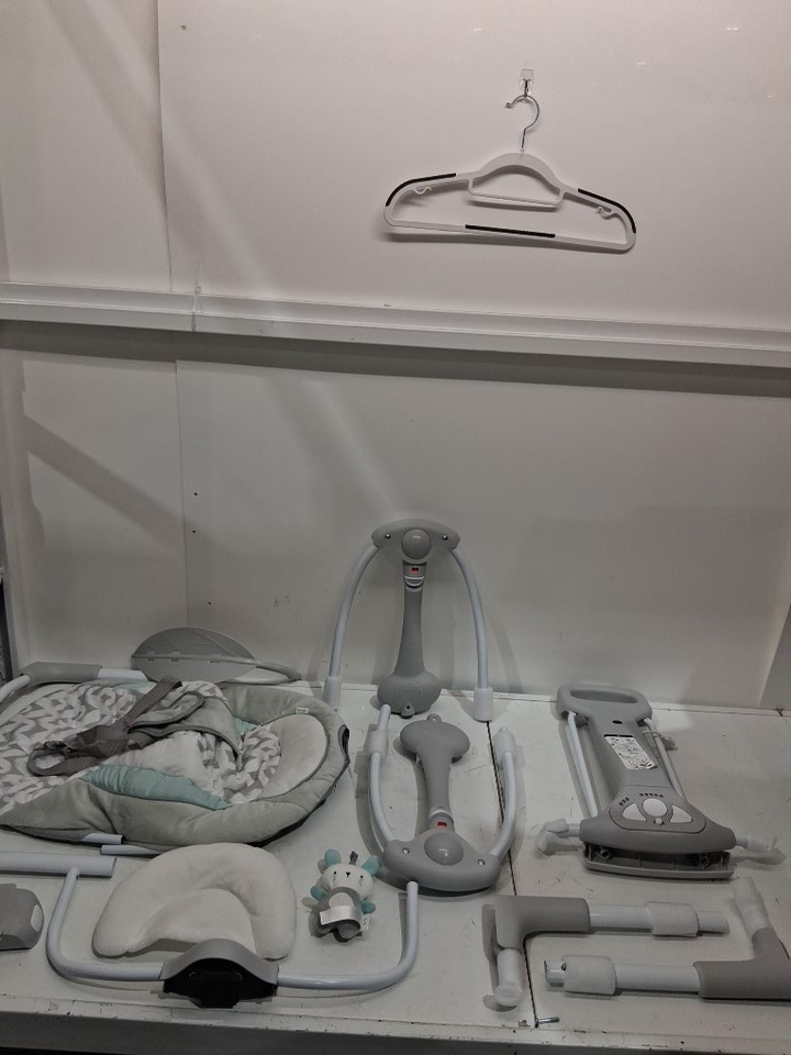Ingenuity 2-in-1 convertme compact portable baby swing & seat with vibrations & nature sounds - battery powered - 20lbs max - raylan theme/grey (model: ‎12189) image 3