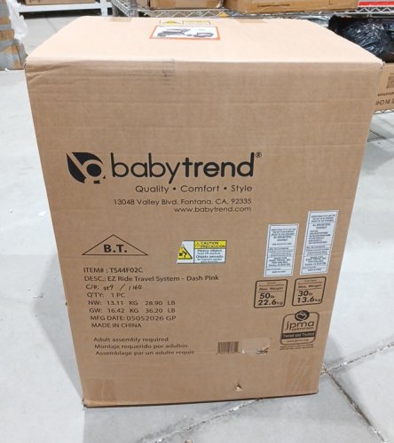 Baby Trend 2-IN-1 EZ Ride Travel System with EZ-Lift Infant Car Seat - Grey/Pink (Model: TS44F02C) image 2