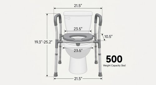 ADJUSTABLE RAISED TOILET SEAT FRAME WITH BARREL - GREY - (MODEL ‎ B0DXL4SYP1 ) image 2