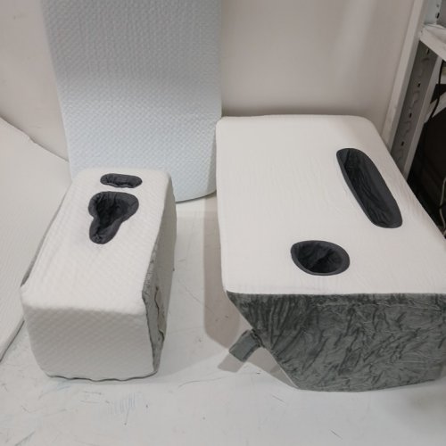 8pc tab couch caddy foam wedge pillow set - grey/white image 4