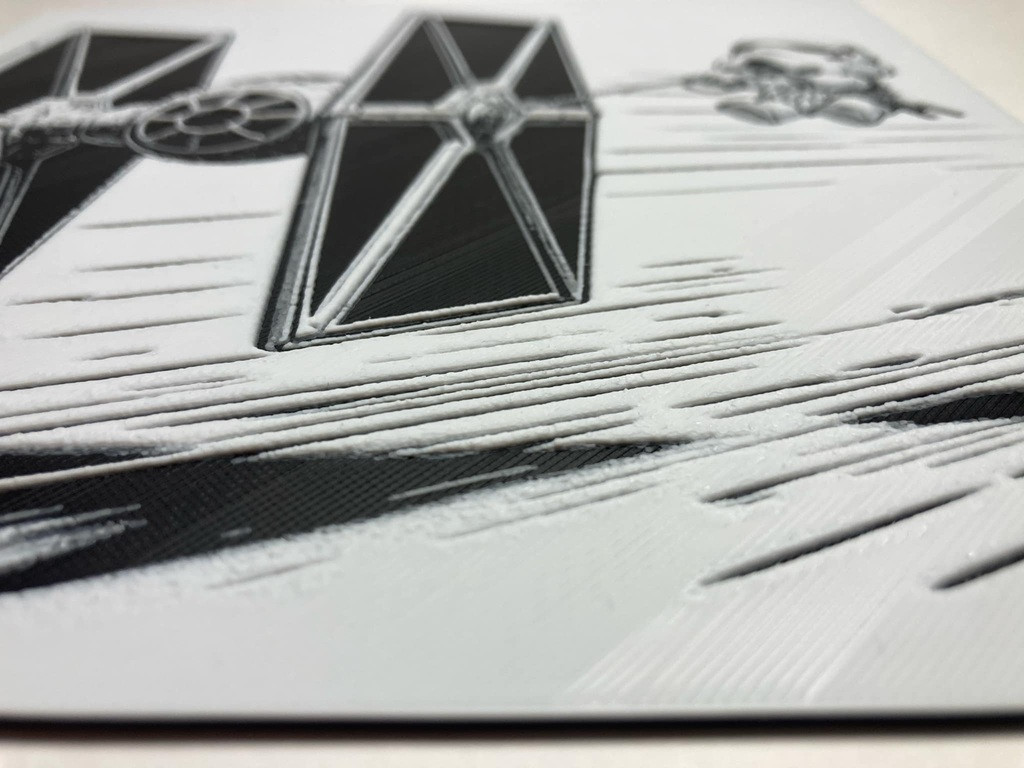 8"x8" 3D Printed - Storm Trooper and Tie Fighter- Star Wars- Textured Photo image 2