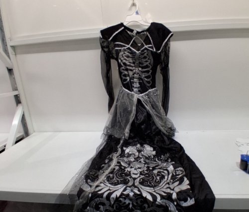 WOMEN'S RUBIE'S SKELETON QUEEN COSTUME DRESS WITH COLLAR - MEDIUM - BLACK/WHITE (STYLE: 12847SVM) image 2