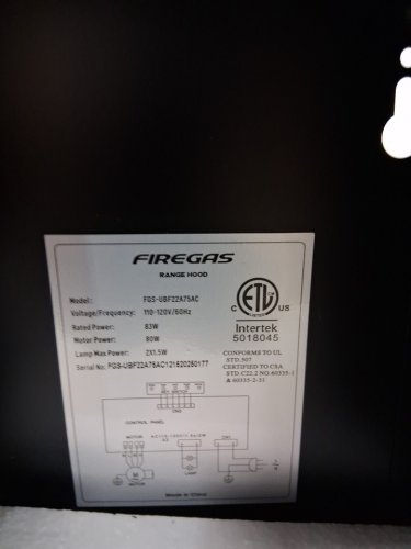 FIREGAS Black Under Cabinet Range Hood - 30" - Black (MODEL : FGS-UBF22A75AC) image 7