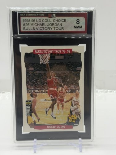 KSA GRADED 8 NNM 1995-96 UPPER DECK CHOICE MICHAEL JORDAN BULLS VICTORY TOUR #26 CARD image 3