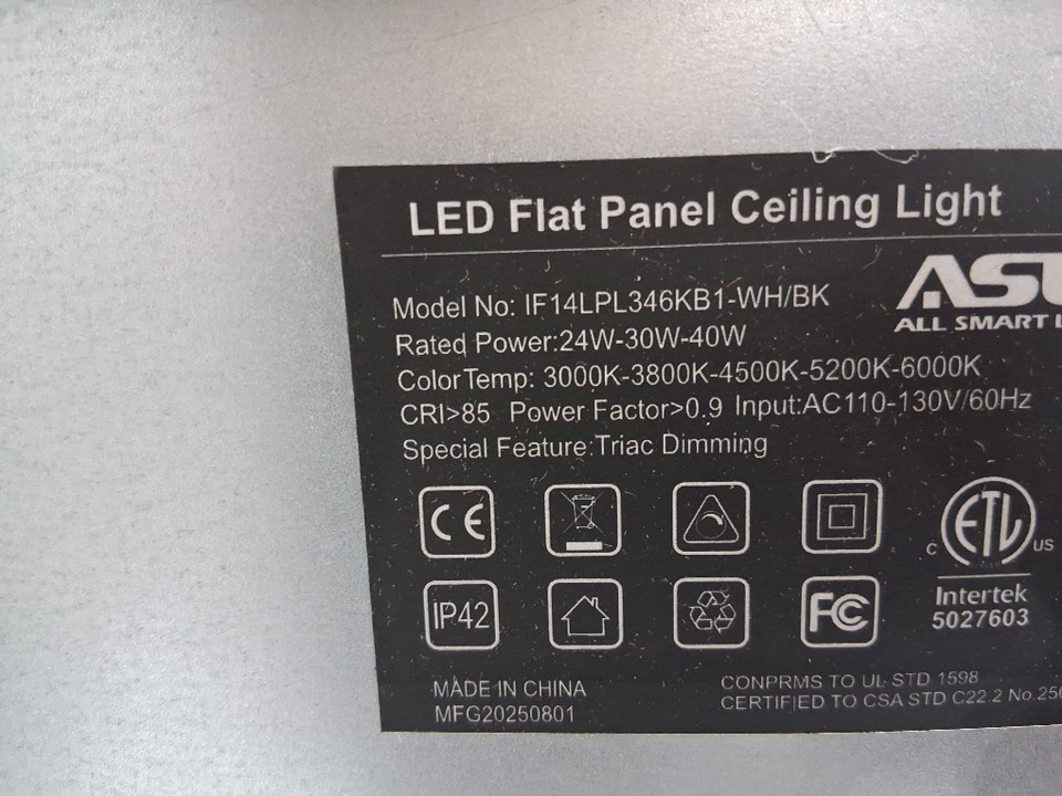 ALL SMART LIFE DIMMABLE LED FLAT PANEL CEILING LIGHTS - 24W/30W/40W - 1FT X 4FT (MODEL: if14lpl346kb1/hm-n80v500kua) image 5