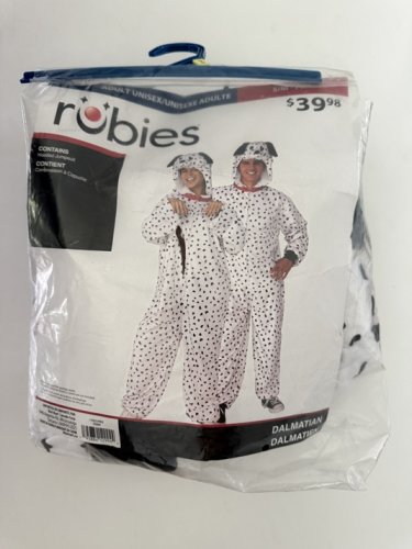 UNISEX RUBIES ADULT HOODED DALMATIAN JUMPSUIT - MEN'S SMALL / WOMEN'S MEDIUM - WHITE / BLACK (STYLE: 702800) image 2