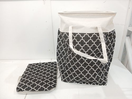2PK BlissTotes Collapsible Laundry Basket Hamper - 24" - 75L - Black/White image 2