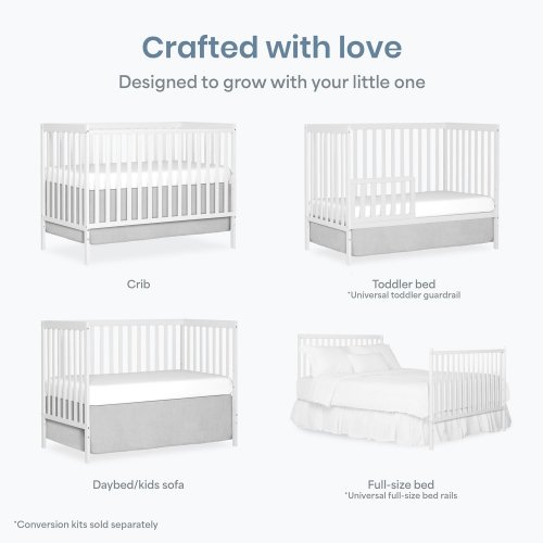 dream on me synergy 5-in-1 convertible crib - 39" x 29" x 53" - white (model: 657) image 2