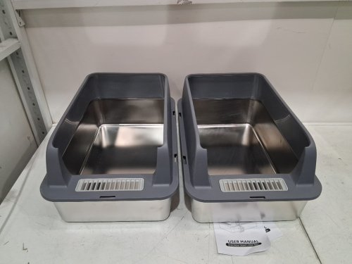 2PK Pongnas Stainless Steel Litter Box - 9" x 6.5" - grey (model: Pongnas547bmgvns9-12) image 4