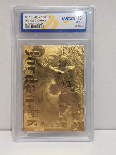 MICHAEL JORDAN NBA BULLS CARD - WCG GEM MINT 10 - 1997 SKYBOX Z FORCE 23K GOLD #0079 image 2