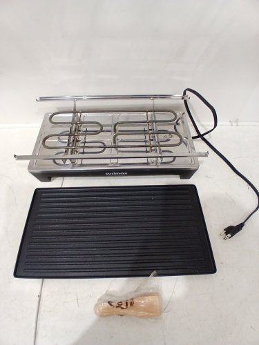 Cusimax 2-in-1 Raclette & Pancake Grill with Natural Stone Plate - Black (Model: CMRG-300) image 3
