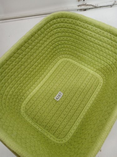 4 Brightroom Coiled Polyester Cotton Rope Baskets - 8" X 6" X 4" - Green image 4