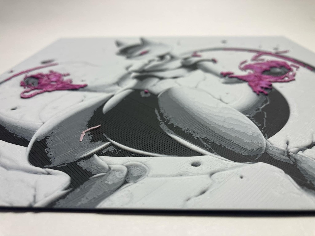 8"x8" 3D Printed - Mewtwo - Pokémon - Textured Photo image 2