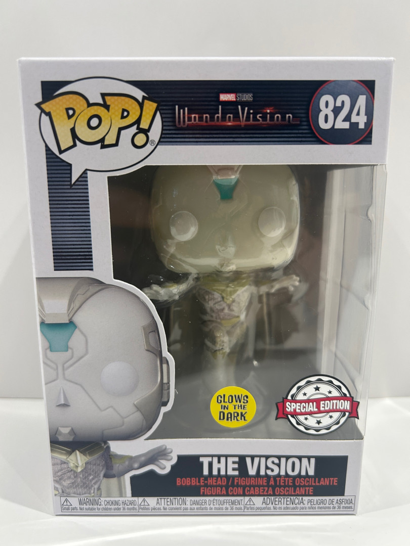 Funko pop! **glows in the dark**special edition** Marvel studios Wanda vision - the vision bobble head (#824) image 3
