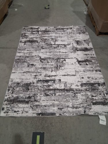 WASHABLE NON SLIP ABSTRACT area rug - 5ft x 7ft - black/grey/white image 5