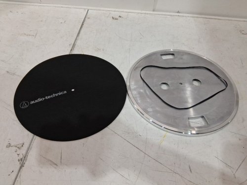 2PC  Audio-Technica Stereo Turntable Anti resonance die cast aluminum platter AND FELT slipmat image 2