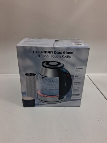 CHEFMAN DUAL-GLASS COOL TOUCH DIGITAL KETTLE WITH TEA INFUSER - 1500W - 1.7L - STAINLESS STEEL/BLACK (MODEL: RJ11-17-CTI-DG/1992747) image 2