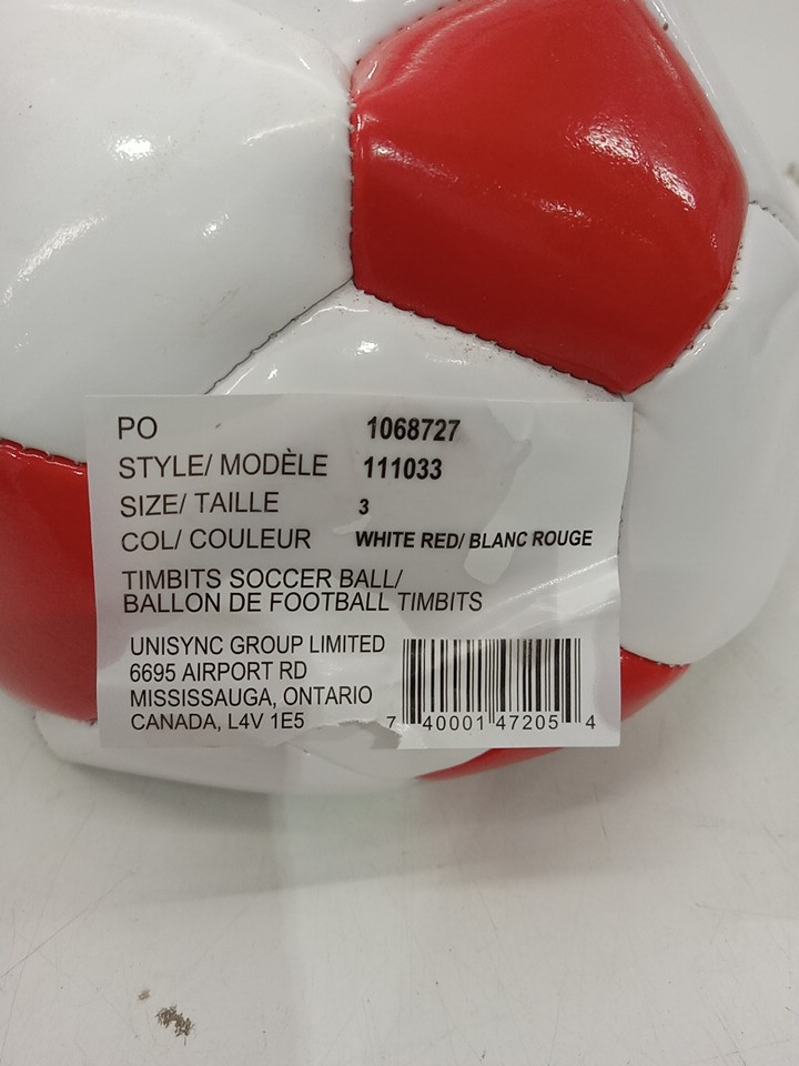 2 TIM HORTONS TIMBITS SOCCER BALL - SIZE 3 - WHITE/RED image 3