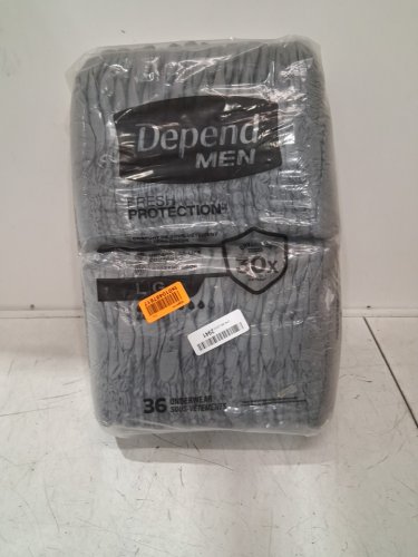 36PK MEN'S DEPEND FIT-FLEX DISPOSABLE INCONTINENCE UNDERWEAR - MAXIMUM ABSORBENCY - LARGE - GREY image 2