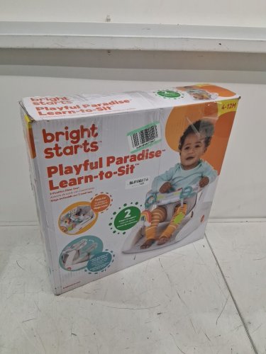 infant's bright starts playful paradise learn-to-sit floor seat - 4 to 12 months - grey (model: 12956) image 2