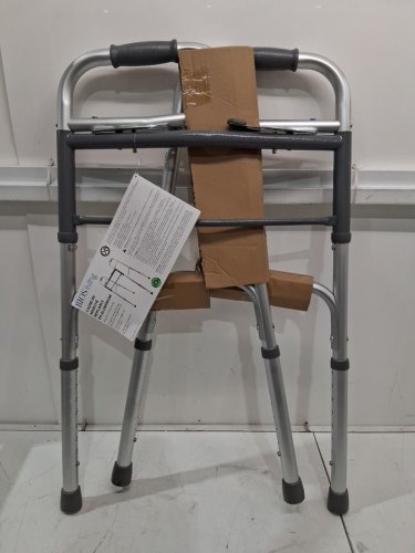 BIOS LIVING FOLDING WALKER WITH ADJUSTABLE HEIGHT - 32” TO 38.5" - 300LBS MAX - SILVER (MODEL: BD770) image 2