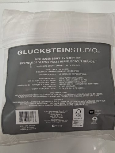 6PC Gluckstein Studio Berkeley Sheet Set - QUEEN - white (Model: 2200101) image 3