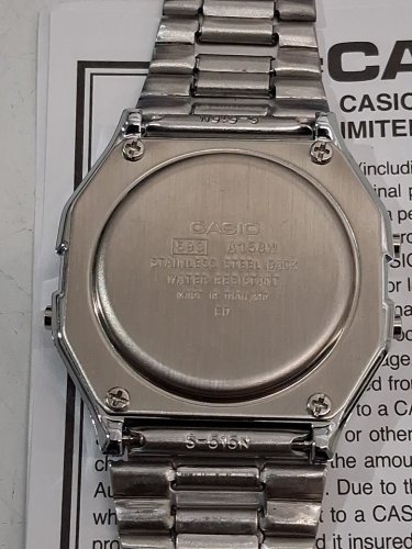 MEN'S CASIO CLASSIC DIGITAL STAINLESS STEEL BRACELET WATCH - 33MM - SILVER (MODEL: A158W-1) image 3
