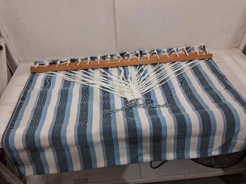 lazy daze outdoor quick dry hammock - 78" x 55" - 450lbs max - blue white stripes (model: hm-th-bt) image 4