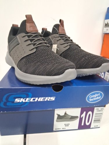 MENS SKETCHERS LOW-TOP TRAINERS - SIZE 10 - GREY/BROWN (STYLE: 1556010) image 2