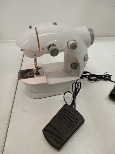 MINI SEWING MACHINE WITH FOOT PEDAL AND ACCESSORIES - WHITE/GREY image 4