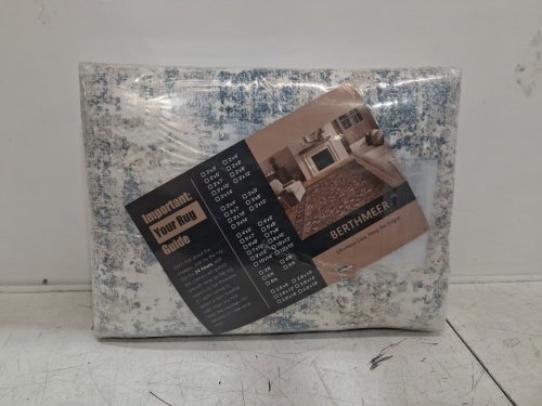BERTHMEER WASHABLE NON-SLIP AREA RUG - 5FT x 7FT - BLUE/GREY (MODEL: 940605401829) image 2