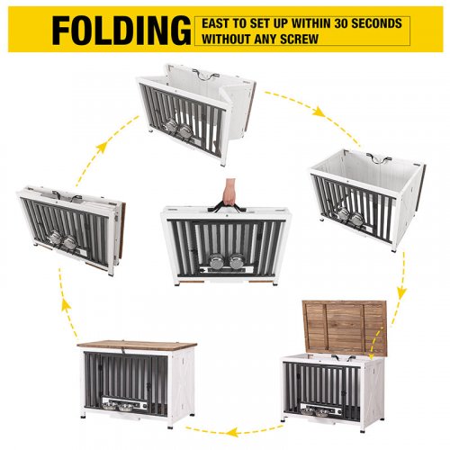 Aivituvin Foldable Dog Crate with iron door - 33" x 20" x 24" - white/natural (model: AIR100-X) image 2