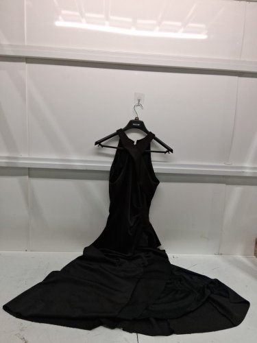women's xscape floor length scuba cross neck ruffle dress - size 12 - black (style : 6993xa) image 2