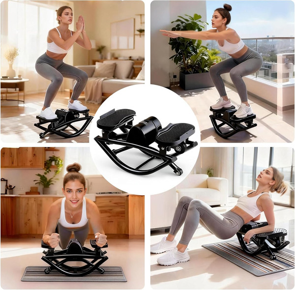 Flexella Rock Stair Stepper with floor mat and resistance bands - 250LB Capacity - BLACK image 3