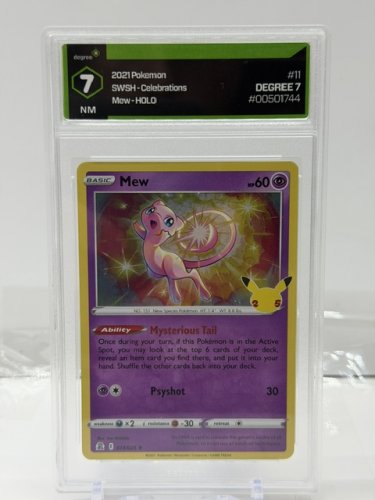 DEGREE GRADED 7 NM 2021 POKEMON SWSH CELEBRATIONS MEW- HOLO CARD #11/25 image 2