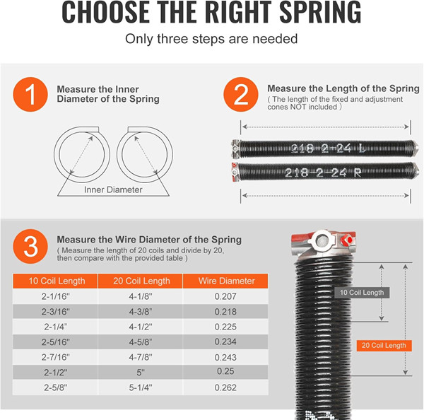 2PK universal garage door torsion springs - 0.218" x 2" x 24" - black (model: gz24) image 3