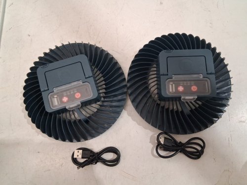 2pk 2-in-1 echargeable led camping lanterns with built-in fan - 500lm - blue/grey image 3