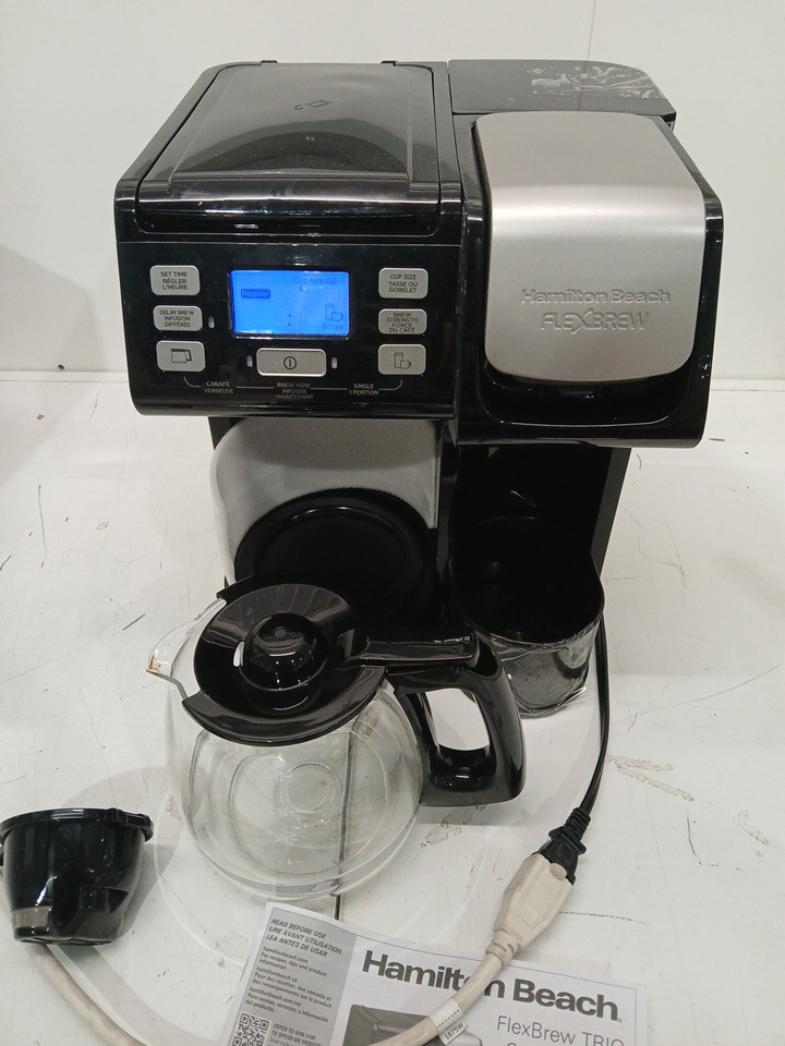 HAMILTON BEACH 3-IN-1 FLEXBREW TRIO COFFEE MAKER - 12 CUP GLASS CARAFE - BLACK (MODEL: 49902C) image 4