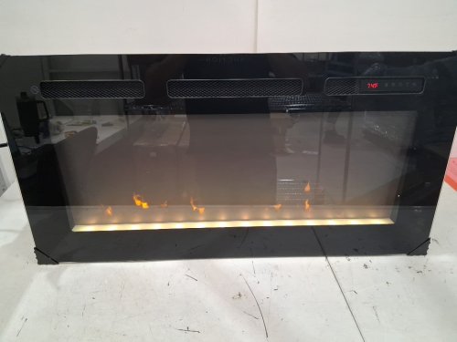 efiretric electric fireplace heater with multicolored flame, freestanding or wall mount/recessed - 36" x 17", 1500W - black - (model: dc0002hs36a) image 7